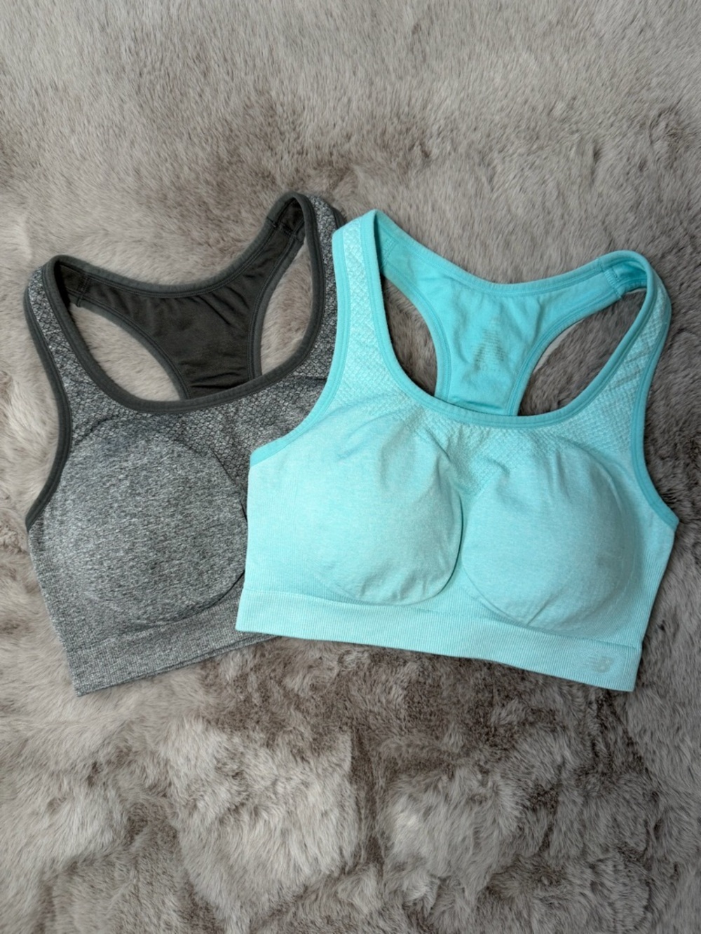 New Balance 2-Bundle Seamless Racerback Sports Bras - Light Blue and Gray